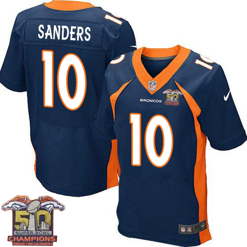 Men's Elite Emmanuel Sanders Super Bowl 50 Champions Nike Jersey Navy Blue Alternate - #10 NFL Denver Broncos